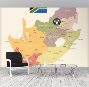 Bild på South Africa - vintage old map and flag - illustration